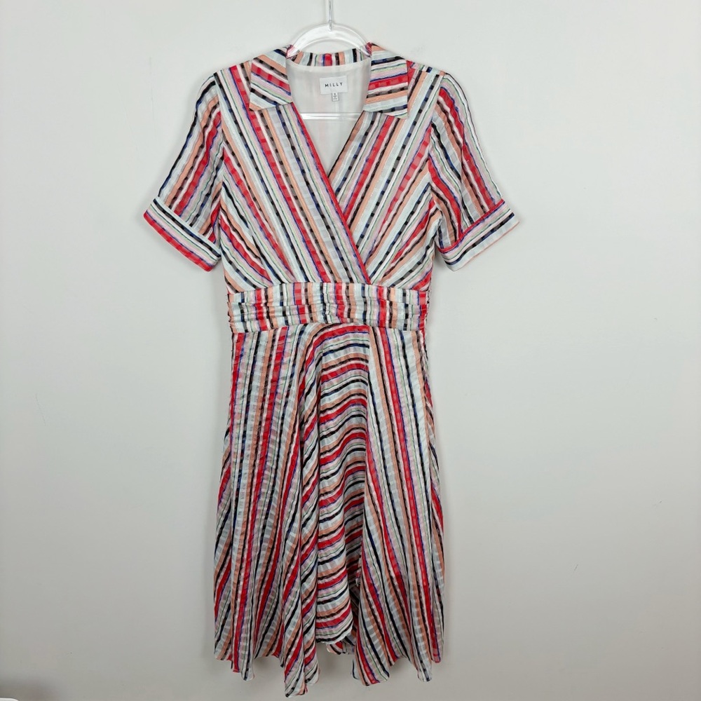 Milly Valarie Watercolor Stripe ShirtDress Size 8